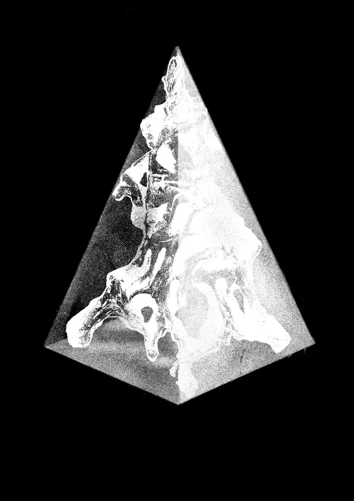 b&w pyramid with fossils